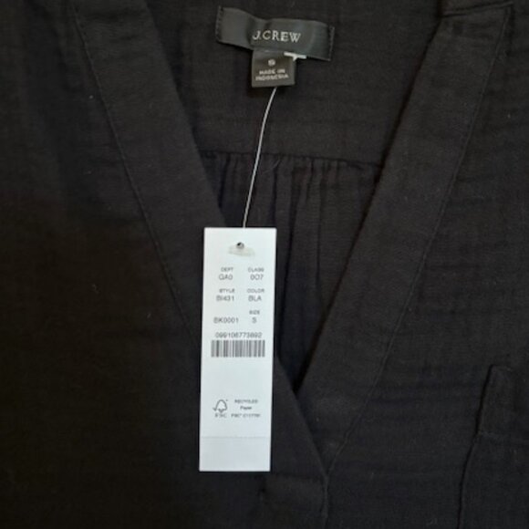 J Crew Black Gauze Popover NWT Size S - Picture 2 of 4